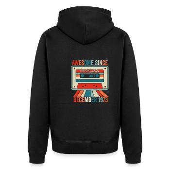 Décembre 1973 - Génial Depuis Décembre 1973 - Veste à capuche bio Premium Unisexe - noir - Dos - Nico (187cm)