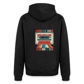 Décembre 1974 - Génial Depuis Décembre 1974 - Veste à capuche bio Premium Unisexe - noir - Dos - Nico (187cm)