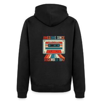 Dezember 1947 - Großartig seit Dezember 1947 - Unisex Premium Bio Zip Hoodie - Schwarz - Hinten - Nico (187cm)