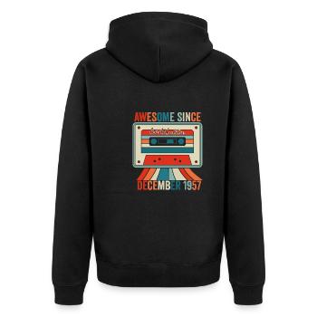 Dezember 1957 - Großartig seit Dezember 1957 - Unisex Premium Bio Zip Hoodie - Schwarz - Hinten - Nico (187cm)
