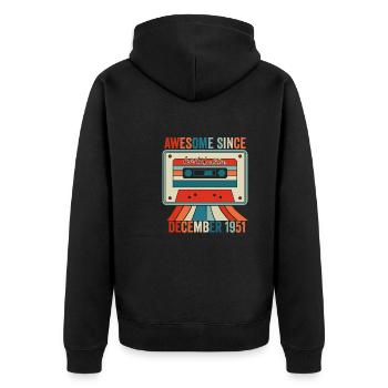 December 1951 - Awesome since December 1951 - Unisex Premium Organic Zip Hoodie - black - Back - Nico (187cm)