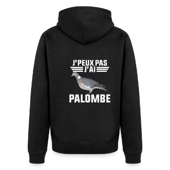 Je peux pas j'ai palombe - idée cadeau chasse - Veste à capuche bio Premium Unisexe - noir - Dos - Nico (187cm)