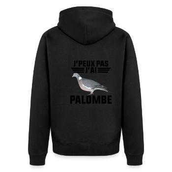Je peux pas j'ai palombe - idée cadeau chasse - Veste à capuche bio Premium Unisexe - noir - Dos - Nico (187cm)