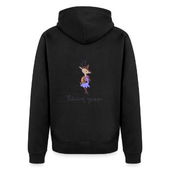 wandern "hiking-queen" trekking-tour Wanderschuhe - Unisex Premium Bio Zip Hoodie - Schwarz - Hinten - Nico (187cm)