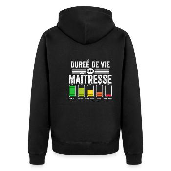 Cadeau maitresse d'école humour maitresse - Veste à capuche bio Premium Unisexe - noir - Dos - Nico (187cm)