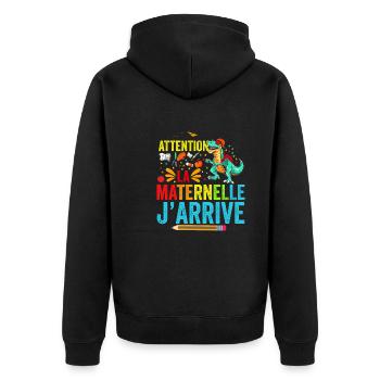 Attention La Maternelle J'arrive Rentrée Scolaire - Veste à capuche bio Premium Unisexe - noir - Dos - Nico (187cm)