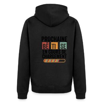 Prochaine bêtise en cours de chargement humour - Veste à capuche bio Premium Unisexe - noir - Dos - Nico (187cm)