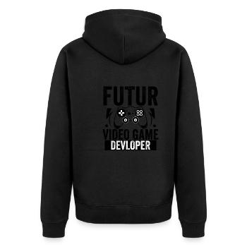 Zukünftige Videospiel-Entwickler - Unisex Premium Bio Zip Hoodie - Schwarz - Hinten - Nico (187cm)