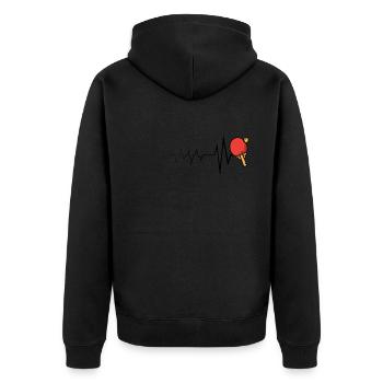 Tischtennis Heartbeat Tischtennis - Unisex Premium Bio Zip Hoodie - Schwarz - Hinten - Nico (187cm)