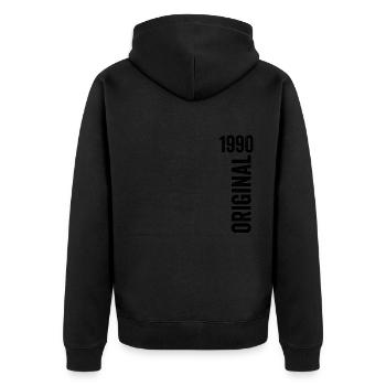 1990 Jubiläumsgeschenk 1990 Limitierte Auflage 1990 - Unisex Premium Bio Zip Hoodie - Schwarz - Hinten - Nico (187cm)