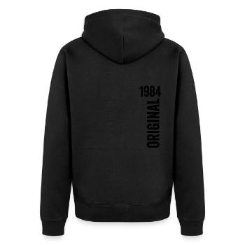 1984 Jubiläumsgeschenk 1984 Limited Edition 1984 - Unisex Premium Bio Zip Hoodie - Schwarz - Hinten - Nico (187cm)