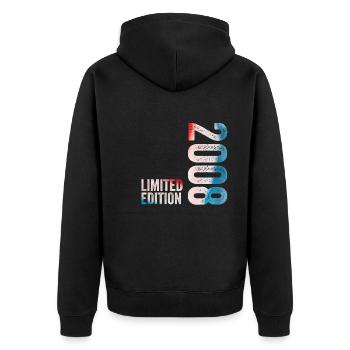 2008 Limited Edition Geburtstagsgeschenk 2008 - Unisex Premium Bio Zip Hoodie - Schwarz - Hinten - Nico (187cm)