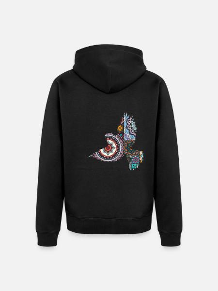 Dekorativer Vogel - Unisex Premium Bio Zip Hoodie - Schwarz