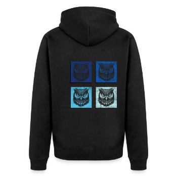 Wald Tiere Wildtiere Natur Süße Eulen - Unisex Premium Bio Zip Hoodie - Schwarz - Hinten - Nico (187cm)