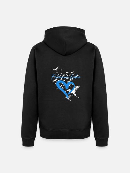 Fehmarn,seagulls,anchors,flock of birds - Unisex Premium Organic Zip Hoodie - black