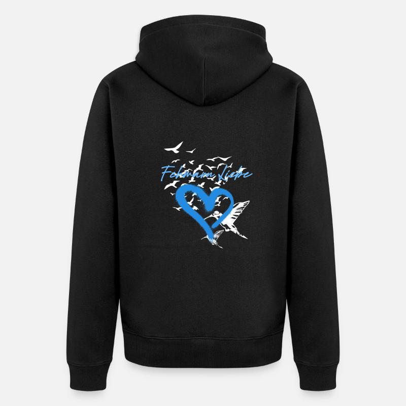 Fehmarn,möwen,anker,vogelschwarm - Unisex Premium Bio Zip Hoodie - Schwarz