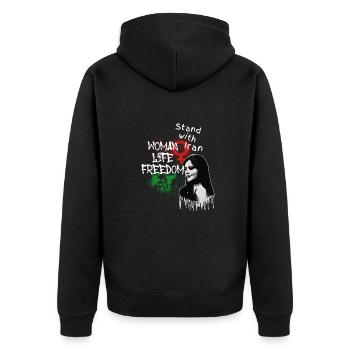 femme liberté de vie,vögel,iran,graffiti,Mahsa Amini - Veste à capuche bio Premium Unisexe - noir - Dos - Nico (187cm)