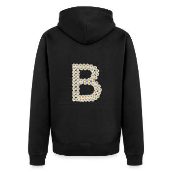 B aus Margariten - Unisex Premium Bio Zip Hoodie - Schwarz - Hinten - Nico (187cm)