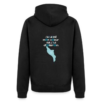 Jai laissé mon cœur à l'île d'Oléron 1 - Veste à capuche bio Premium Unisexe - noir - Dos - Nico (187cm)