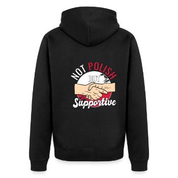 Not Polish But Supportive Country Traveler Poland - Unisex Premium Bio Zip Hoodie - Schwarz - Hinten - Nico (187cm)