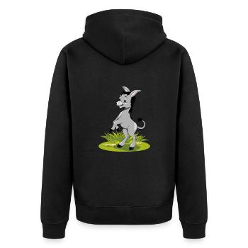 Happy dancing donkey on the lawn - Unisex Premium Organic Zip Hoodie - black - Back - Nico (187cm)