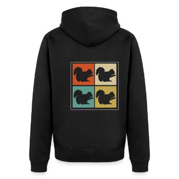 Retro Squirrel Enthusiast Forest Animal Rodent Vin - Unisex Premium Organic Zip Hoodie - black - Back - Nico (187cm)