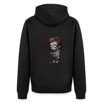 Handyholiker - Unisex Premium Bio Zip Hoodie - Schwarz - Hinten - Nico (187cm)