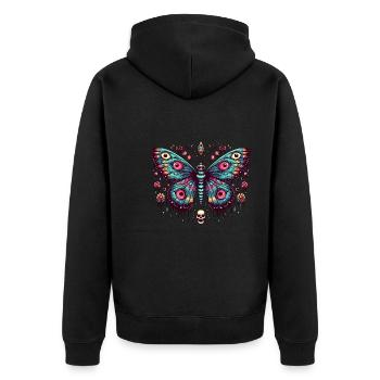 Papillon effrayant avec crâne - Veste à capuche bio Premium Unisexe - noir - Dos - Nico (187cm)