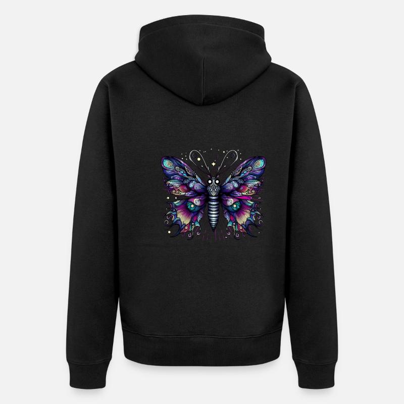 Papillon effrayant avec crâne - Veste à capuche bio Premium Unisexe - noir
