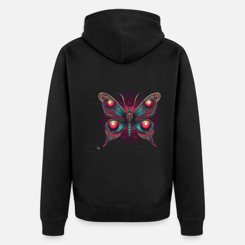Papillon effrayant avec crâne - Veste à capuche bio Premium Unisexe - noir