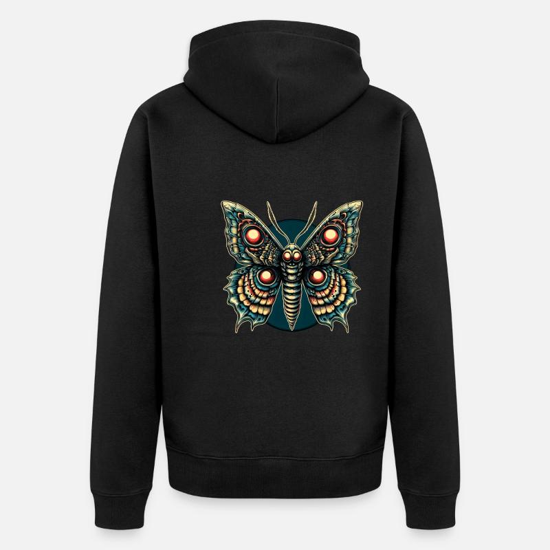 Papillon effrayant avec crâne - Veste à capuche bio Premium Unisexe - noir