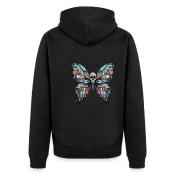 Gloomy butterfly with skull - Unisex Premium Organic Zip Hoodie - black - Back - Nico (187cm)
