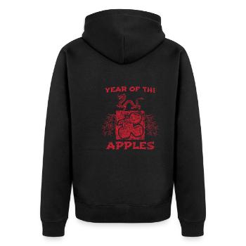 Jahr der Äpfel - Unisex Premium Bio Zip Hoodie - Schwarz - Hinten - Nico (187cm)