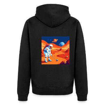 Galaktischer Golfer: Exoplaneten-Erlebnis - Unisex Premium Bio Zip Hoodie - Schwarz - Hinten - Nico (187cm)