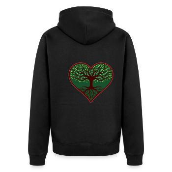 Herzbaum des Lebens - Unisex Premium Bio Zip Hoodie - Schwarz - Hinten - Nico (187cm)