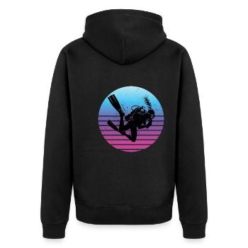 Scuba Tauchen Herren Taucher Scuba Taucher - Unisex Premium Bio Zip Hoodie - Schwarz - Hinten - Nico (187cm)