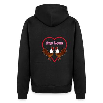 Coqs hommes un amour amour dans l’amour déclaration - Veste à capuche bio Premium Unisexe - noir - Dos - Nico (187cm)