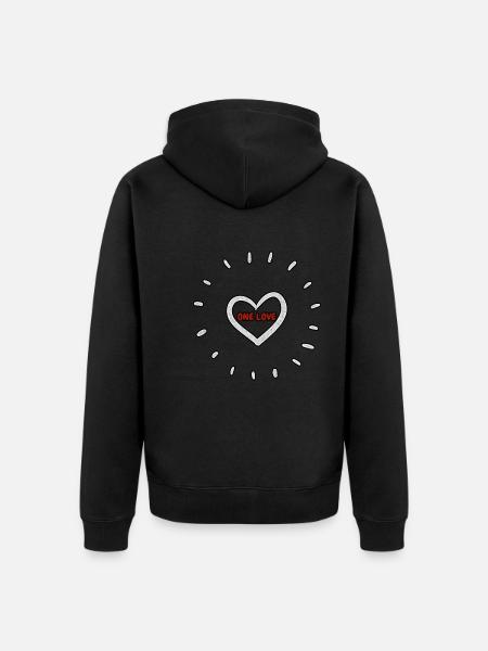 One Love Heart - Unisex Premium Bio Zip Hoodie - Schwarz