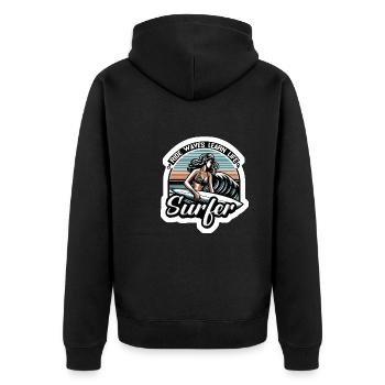 Ride Waves Learn Life - Unisex Premium Organic Zip Hoodie - black - Back - Nico (187cm)
