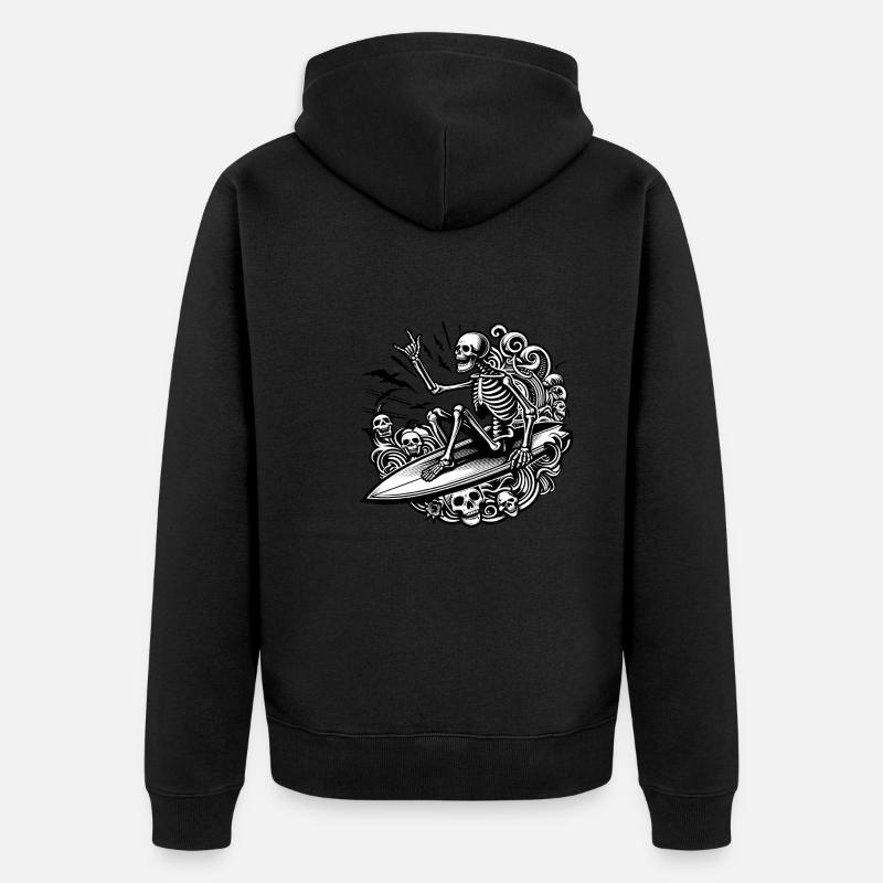 Squelette surfeur - Veste à capuche bio Premium Unisexe - noir