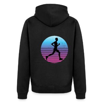Rennen Laufen Cross Country Running Fitness - Unisex Premium Bio Zip Hoodie - Schwarz - Hinten - Nico (187cm)