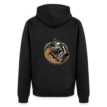 The old man and the currency - Unisex Premium Organic Zip Hoodie - black - Back - Nico (187cm)