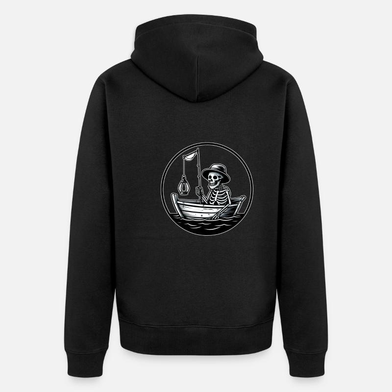 Le pêcheur capture du poisson - Veste à capuche bio Premium Unisexe - noir