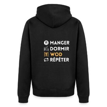 Manger dormir wod répéter - Veste à capuche bio Premium Unisexe - noir - Dos - Nico (187cm)