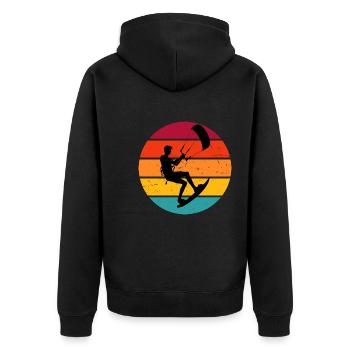 Kitesurf Kitesurfer Kiten Damen Kitesurfing - Unisex Premium Bio Zip Hoodie - Schwarz - Hinten - Nico (187cm)