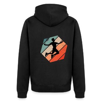Badminton Damen Federball Herren Badmintonspieler - Unisex Premium Bio Zip Hoodie - Schwarz - Hinten - Nico (187cm)
