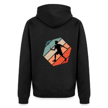Badmintonspieler Badminton Federball Squash - Unisex Premium Bio Zip Hoodie - Schwarz - Hinten - Nico (187cm)