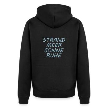 STRAND MEER SONNE RUHE - Unisex Premium Bio Zip Hoodie - Schwarz - Hinten - Nico (187cm)