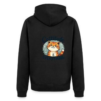 Niedliches süßes Kätzchen - Unisex Premium Bio Zip Hoodie - Schwarz - Hinten - Nico (187cm)