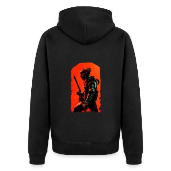 Samouraï Steampunk - Veste à capuche bio Premium Unisexe - noir - Dos - Nico (187cm)